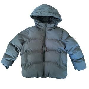 Zara Kids’ Hooded Puffer Jacket Green Water Repellent Size 8-9